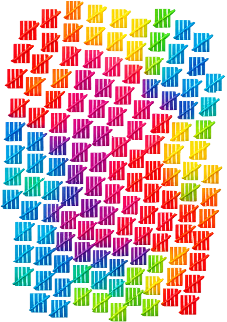 A dense grid of vibrant colored tally marks filling the screen like an archive of days